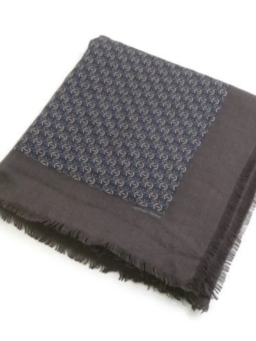 Auth HERMES Stole Shawl Scarf Charcoal Gray/Blue Cashmere/Silk - e61198a - Picture 1 of 8